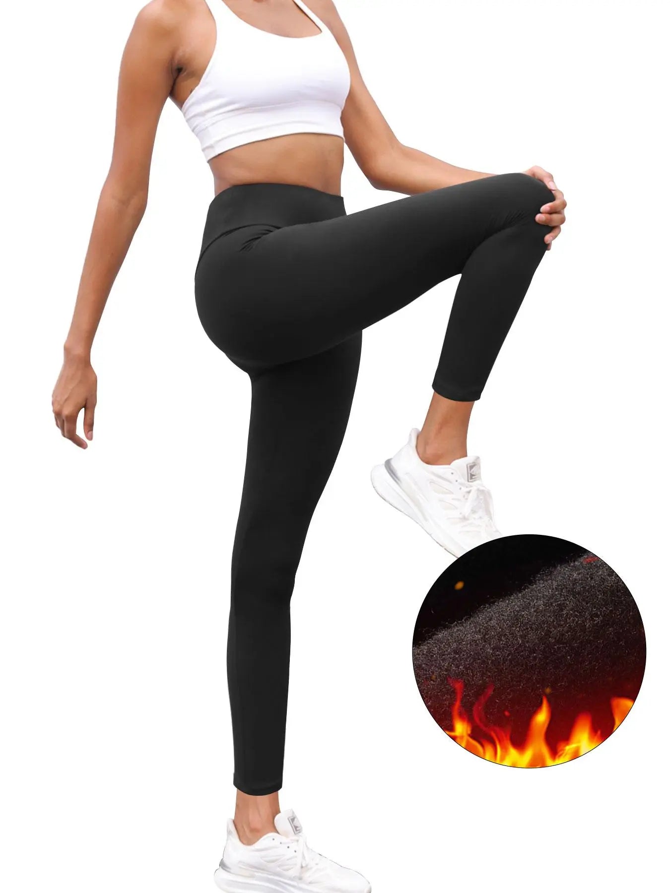 Women'S Solid High Waist Thermal Lined Leggings, Winter Warm Tight Leggings for Outdoor Wear, Summer Outfits 2024, Yoga Pants for Daily Wear, High Stretch Leggings, Yoga Activewear