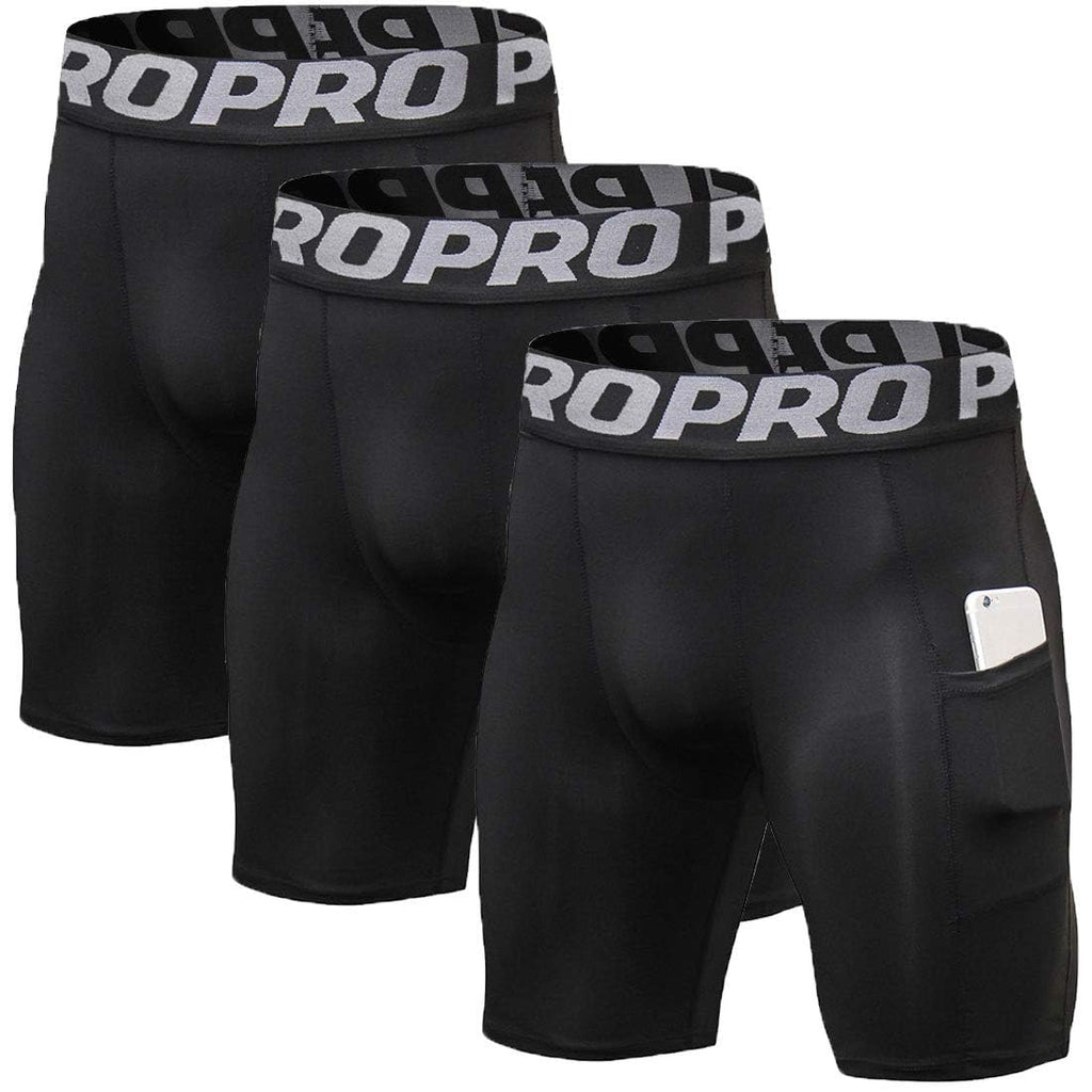 LNFINTDO Mens Compression Running Shorts with Phone Pocket Athletic Spandex Sport Shorts Cool Dry Workout Baselayer Underwear